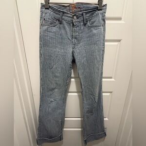 7 For All Mankind. Engineer Stripe Cuffed Bootcut Jean. Size 26.